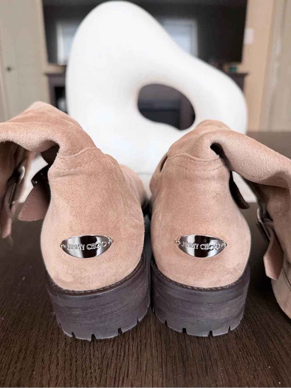 Jimmy Choo Toffee Suede Buckle Ankle Boots